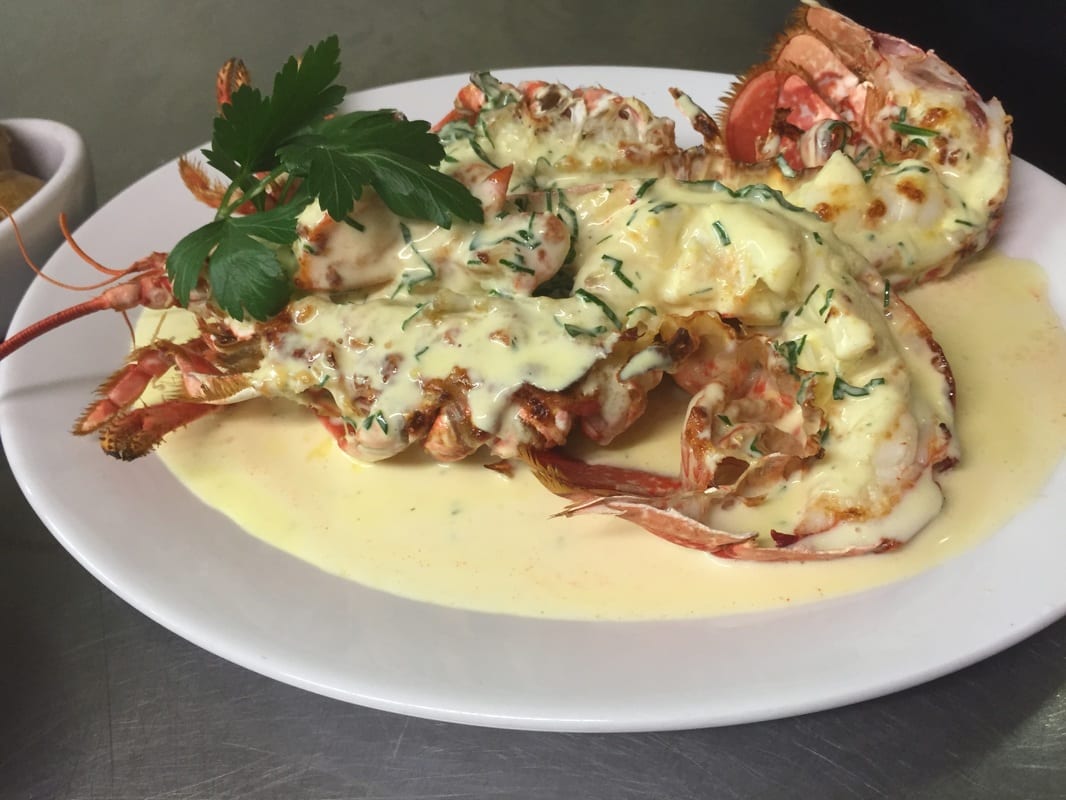 Grilled lobster in a creamy sauce